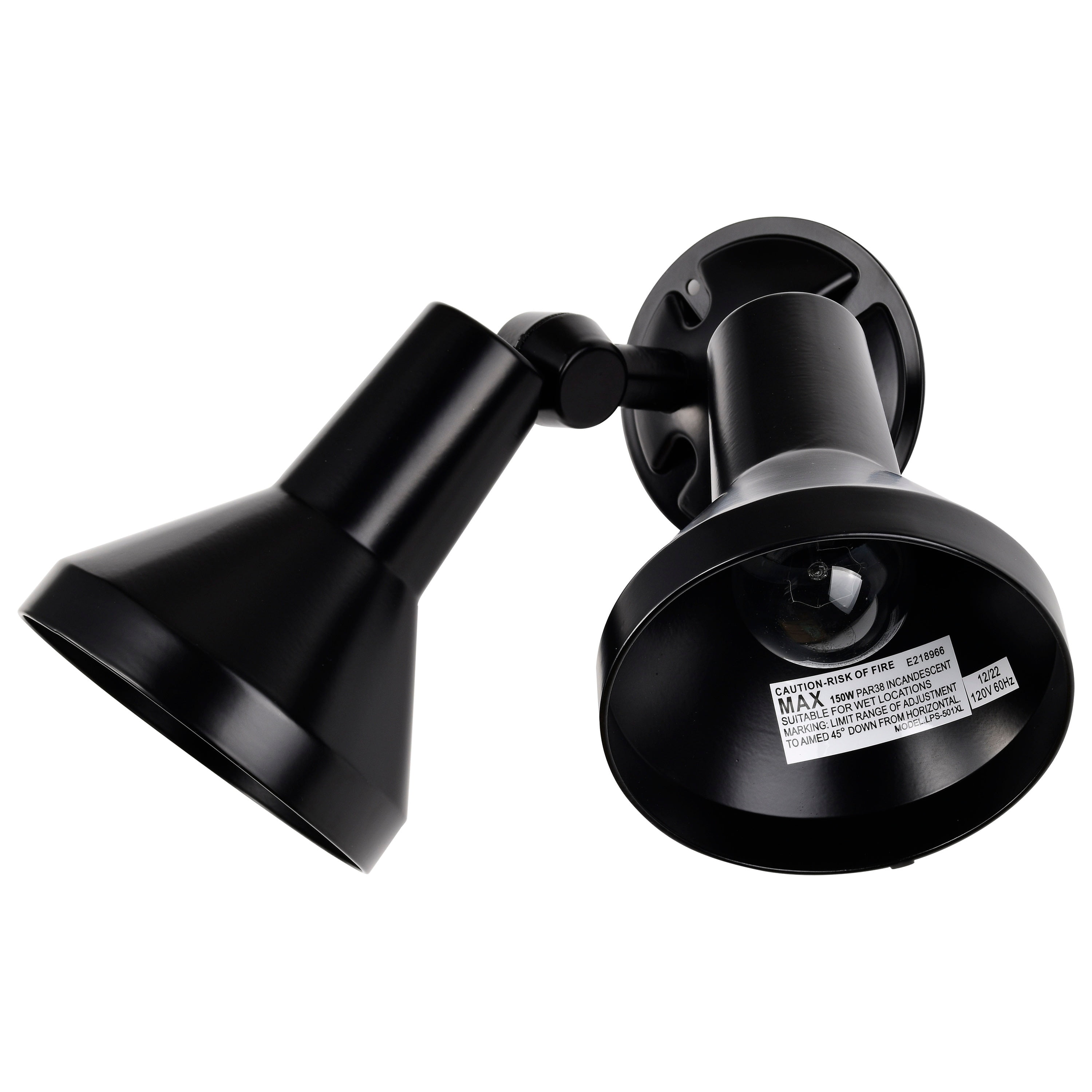 Black Aluminum Dual Head Outdoor Security Flood Light