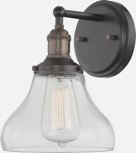 Rustic Bronze Vintage Wall Sconce with Clear Glass Shade