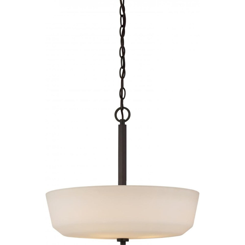 Willow 18" White Glass and Bronze Bowl Pendant Light
