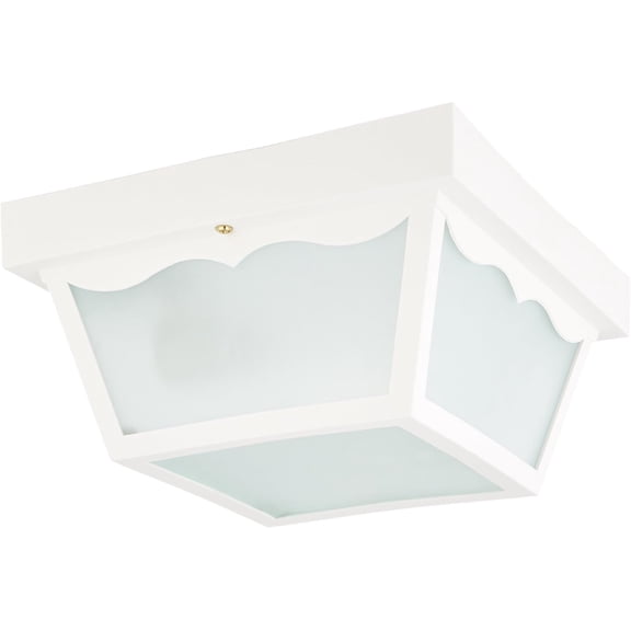 Nuvo SF77/879 Poly Frame Carport Flush Mount with Frosted Acrylic Panels, White, Large