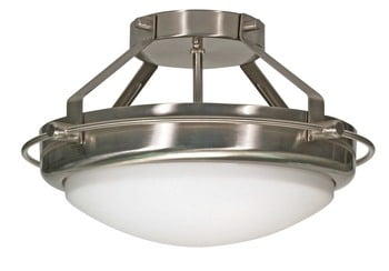 Elegant 13.75" Brushed Nickel Semi-Flush Ceiling Light with Glass Lens
