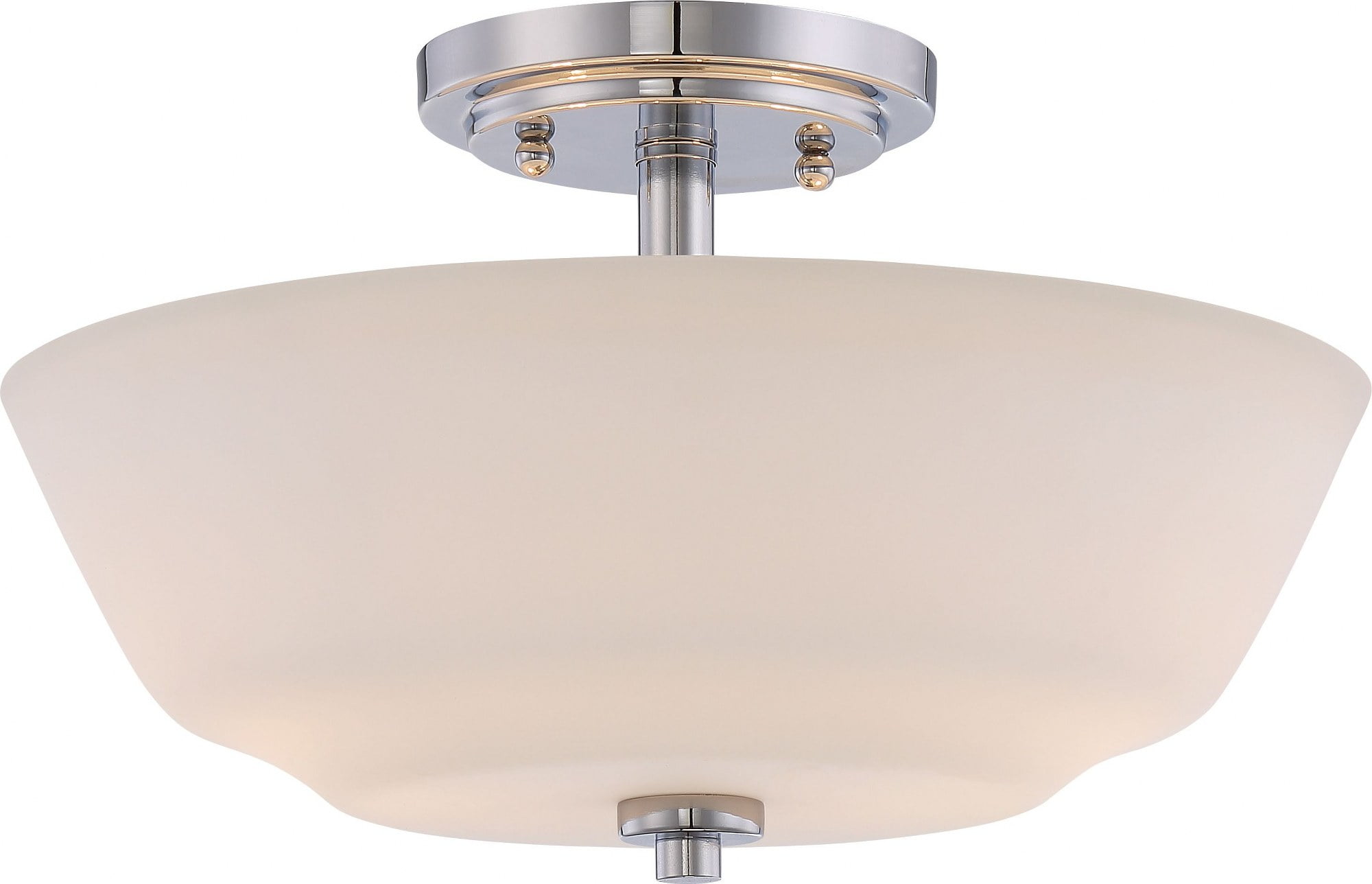 Willow 13" Polished Nickel and White Glass Semi-Flush Mount Light