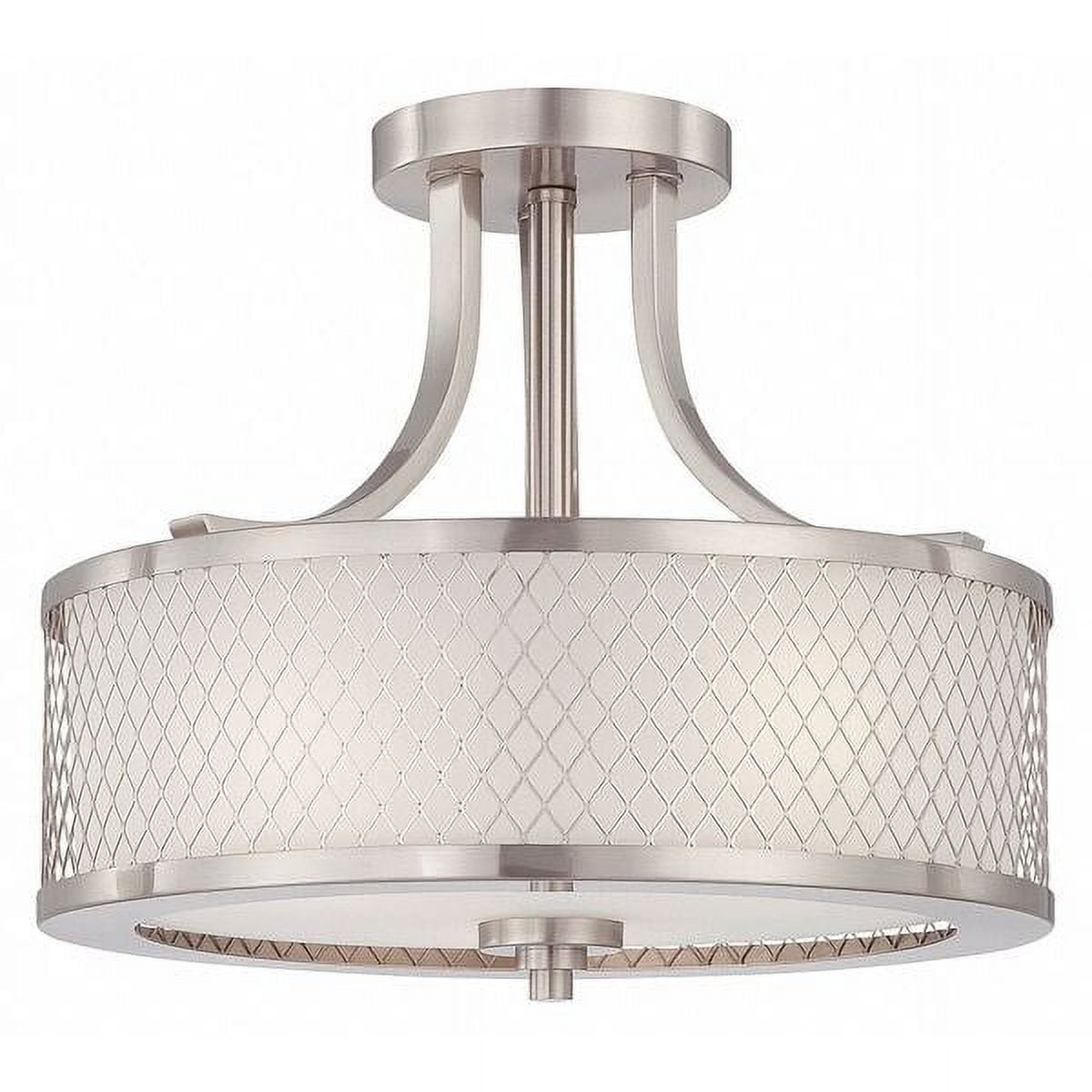 Elegant Art Deco Inspired 12" Drum Semi-Flush Light in Brushed Nickel