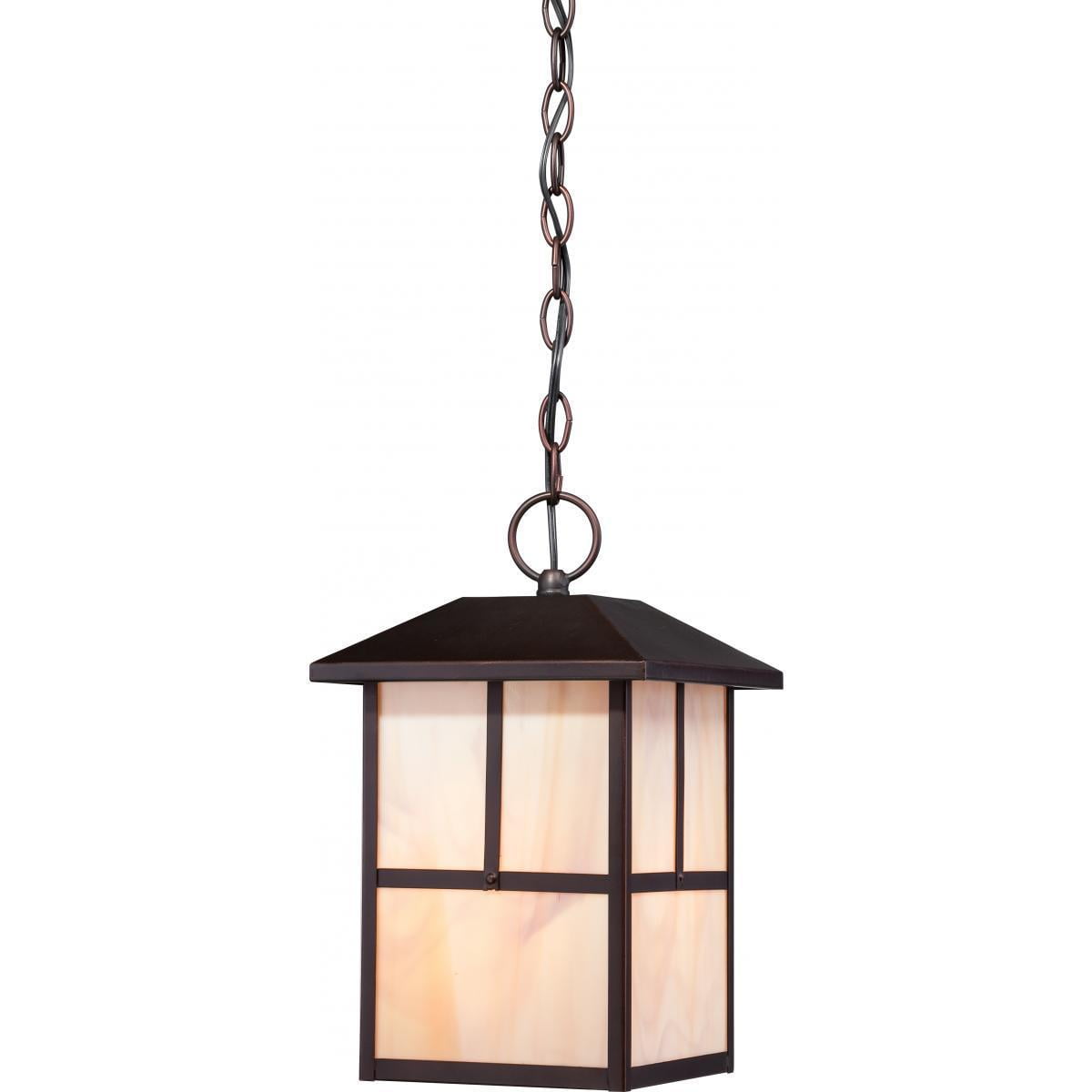 Tanner Claret Bronze 13" Outdoor Hanging Lantern with Honey Stained Glass