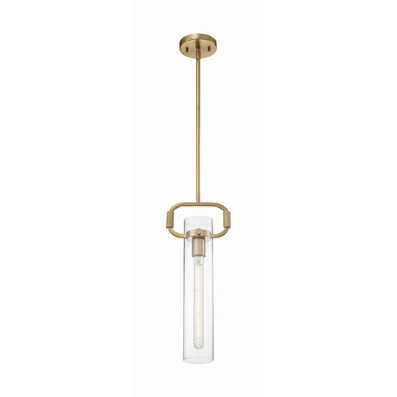 60/7143-Nuvo Lighting-Teresa-1 Light Cylinder Pendant in Traditional Style-4.75 Inches Wide by 19.75 Inches High-Burnished Brass Finish
