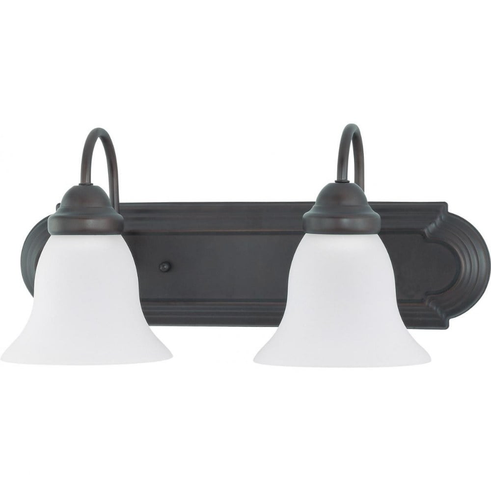 Ballerina 18" Mahogany Bronze Vanity Light with Alabaster Glass Bell Shades