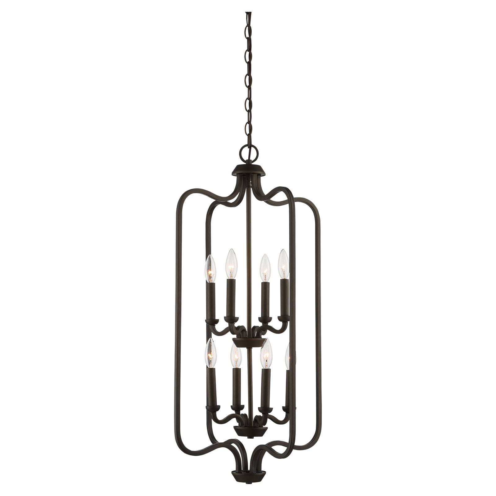 Willow 8-Light Polished Nickel and Bronze Caged Pendant