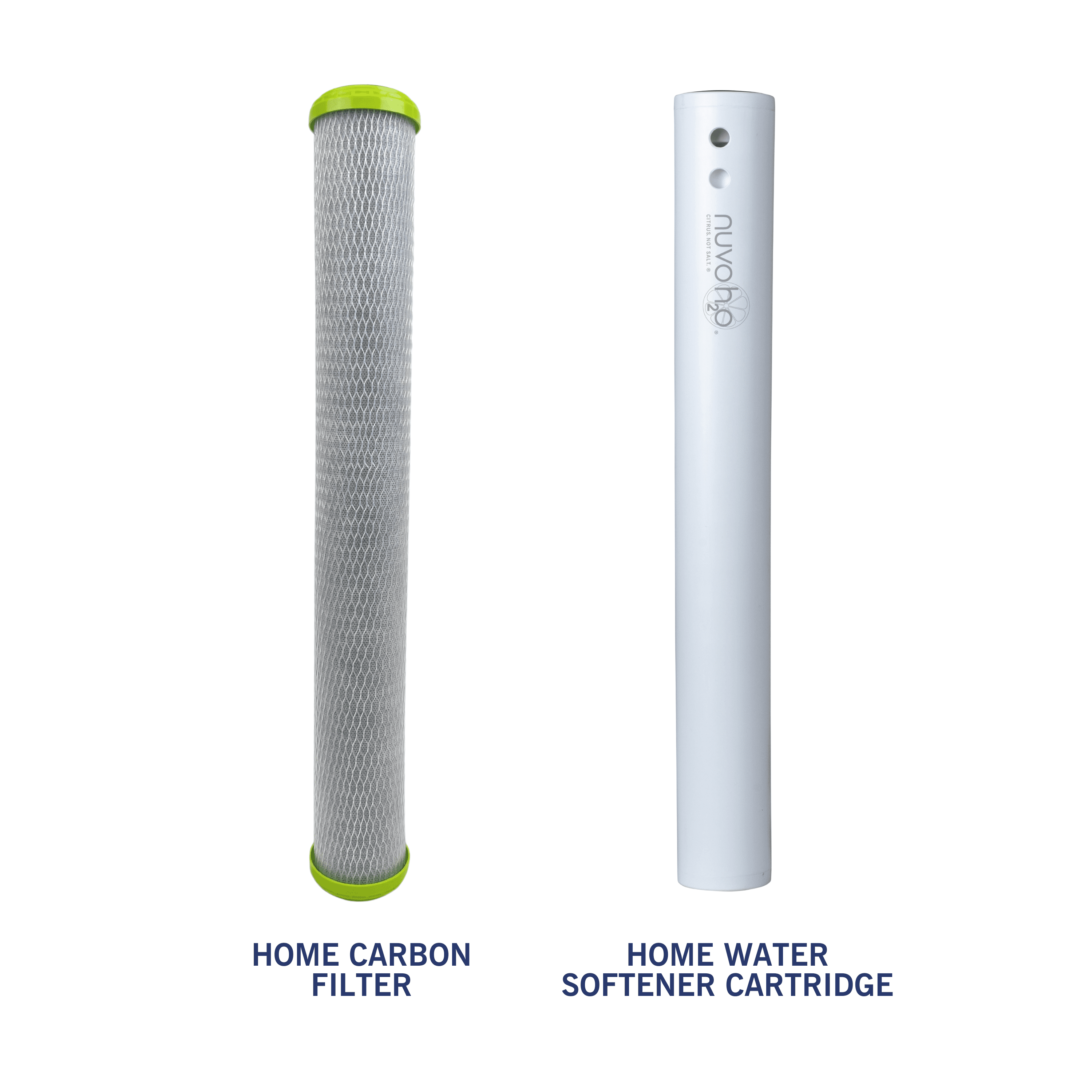 NuvoH2O Replacement Cartridge for Home Duo System, 2-Stage Citrus-Based Salt-Free Water Filter with Carbon Filter, Helps Improve Water Taste & Reduce Scale Build-Up