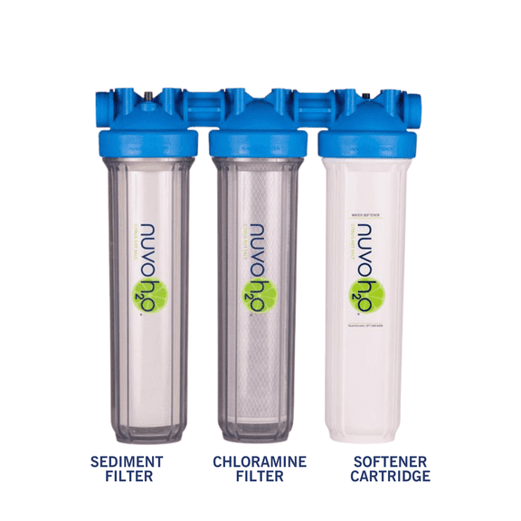 NuvoH2O Advanced 3-Stage Citrus-Based Salt-Free Water Conditioning System with Chloramine & Sediment Filtration Whole Home Water Treatment System