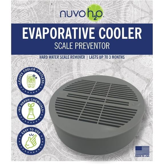 NuvoH2O Evaporative Cooler Water Conditioning Puck  Citrus-Enhanced Polyphosphate Formula  Helps Manage Mineral Buildup  Up to 3-Month Use  Made in the USA