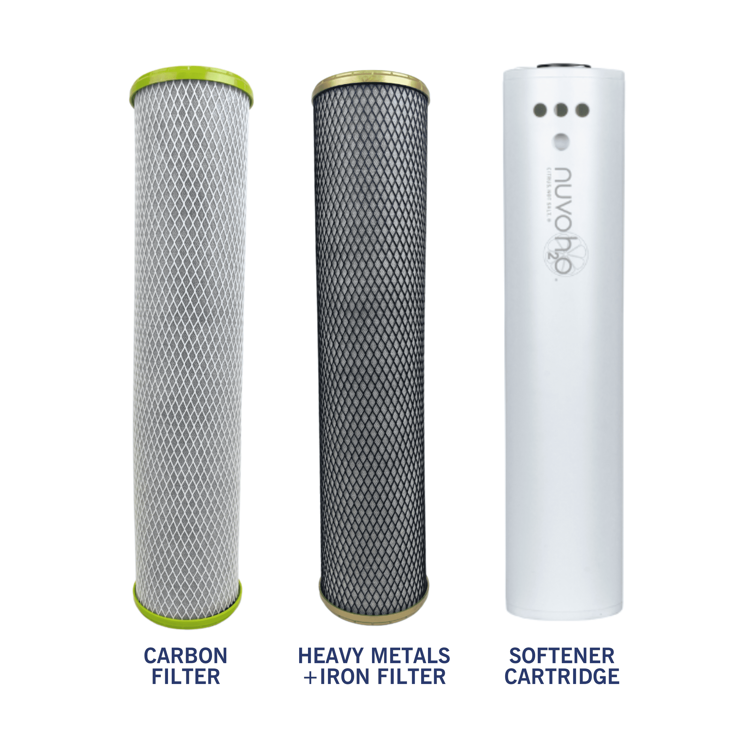 NuvoH2O Replacement Cartridge for Whole Home Trio System – 3-Stage Citrus-Based Filter Set – Salt-Free Water Conditioning System with Carbon & Iron Filtration – Helps Reduce Scale & Impurities