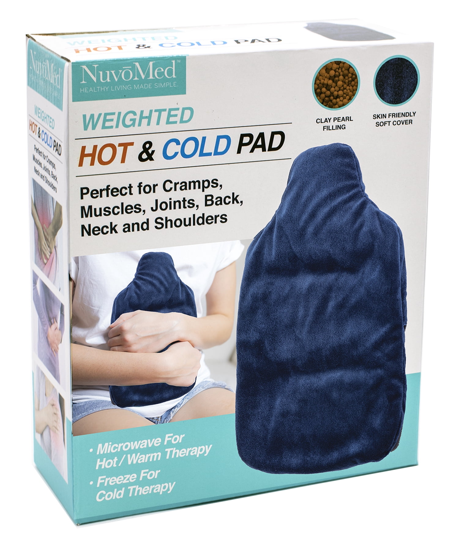 NuvoMed Weighted Hot & Cold Pad for Cramps, Muscles, Back, Neck and Shoulders