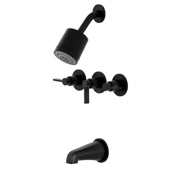 Nuvofusion Tub & Shower Faucet with 3 Handles, Matte Black