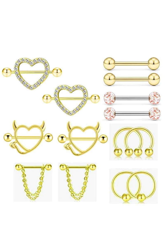 8 Pairs Nipple Piercing Jewellery, 14G Nipple Bars, Bar Piercing Tongue Bar Nipple Bar, Surgical Steel Nipple Jewellery Body Piercing for Women