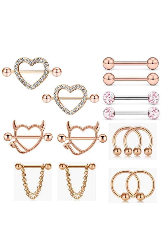 8 Pairs Nipple Piercing Jewellery, 14G Nipple Bars, Bar Piercing Tongue Bar Nipple Bar, Surgical Steel Nipple Jewellery Body Piercing for Women