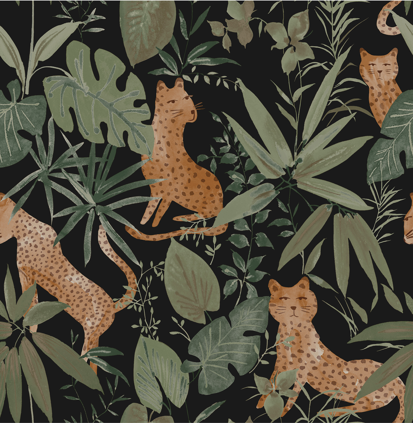 Nuwallpaper Black Midnight Animals Jhalana Peel & Stick Wallpaper