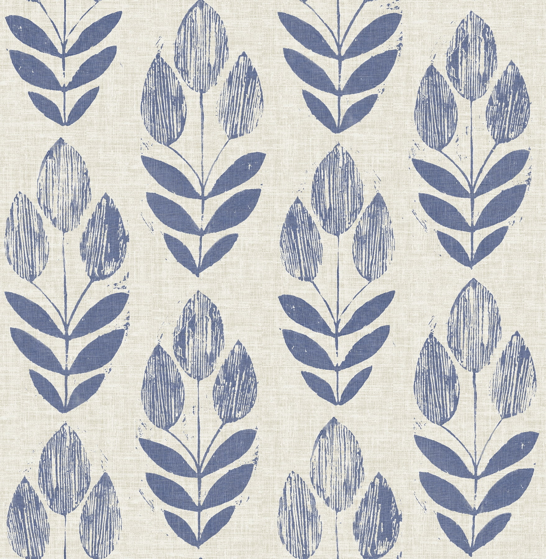 Nuwallpaper Blue Folk Tulip Peel \u0026 Stick Wallpaper