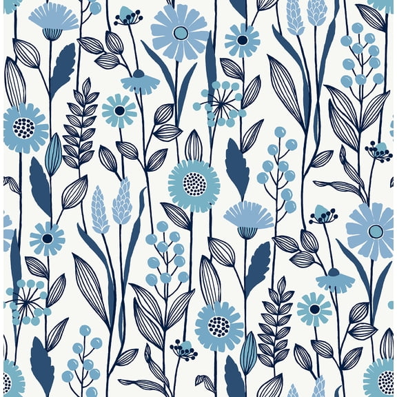 Nuwallpaper Blue Jane Peel & Stick Wallpaper