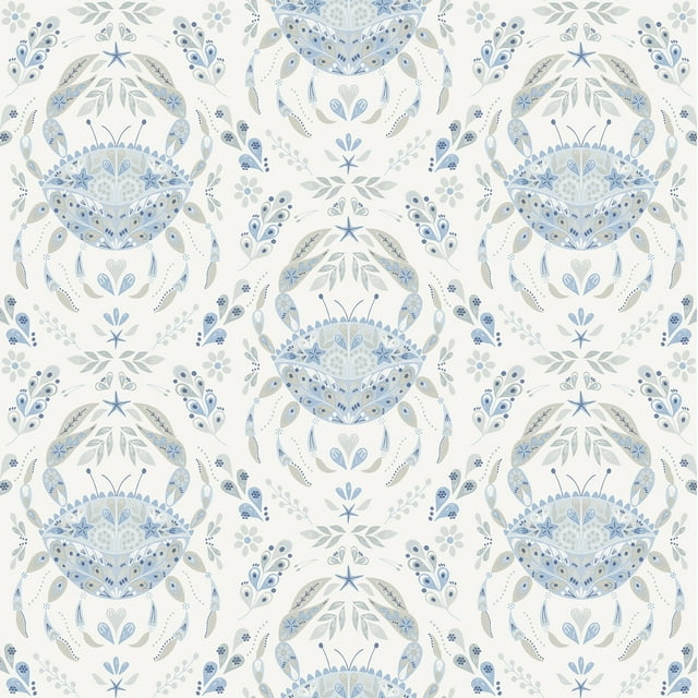 Nuwallpaper Blue Shellby Peel & Stick Wallpaper