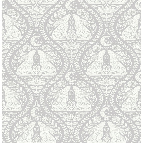 Nuwallpaper Grey Moon Rabbit Peel & Stick Wallpaper