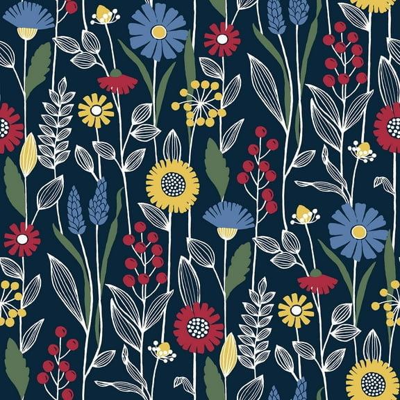 Nuwallpaper Navy Jane Peel & Stick Wallpaper