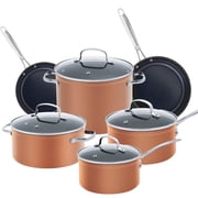 Nuwave 10PC Cookware set, Rustic Copper Duralon Blue Ceramic Non-Stick Cookware Set