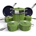 thumbnail image 1 of Nuwave 13pc Lux Pots and Pans Set Ultra Nonstick, Healthy G10 Duralon Ceramic Coating Forged Lightweight Cookware Set, Stay-Cool Handles, Works on All Cooktops & Oven, Avocado, 1 of 8
