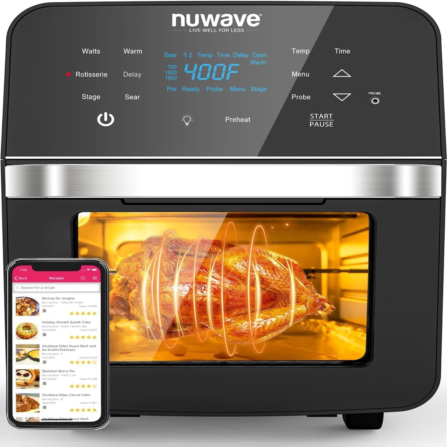 Nuwave Brio 10in1 Air Fryer 7.25Qt with Patented Linear T Thermal