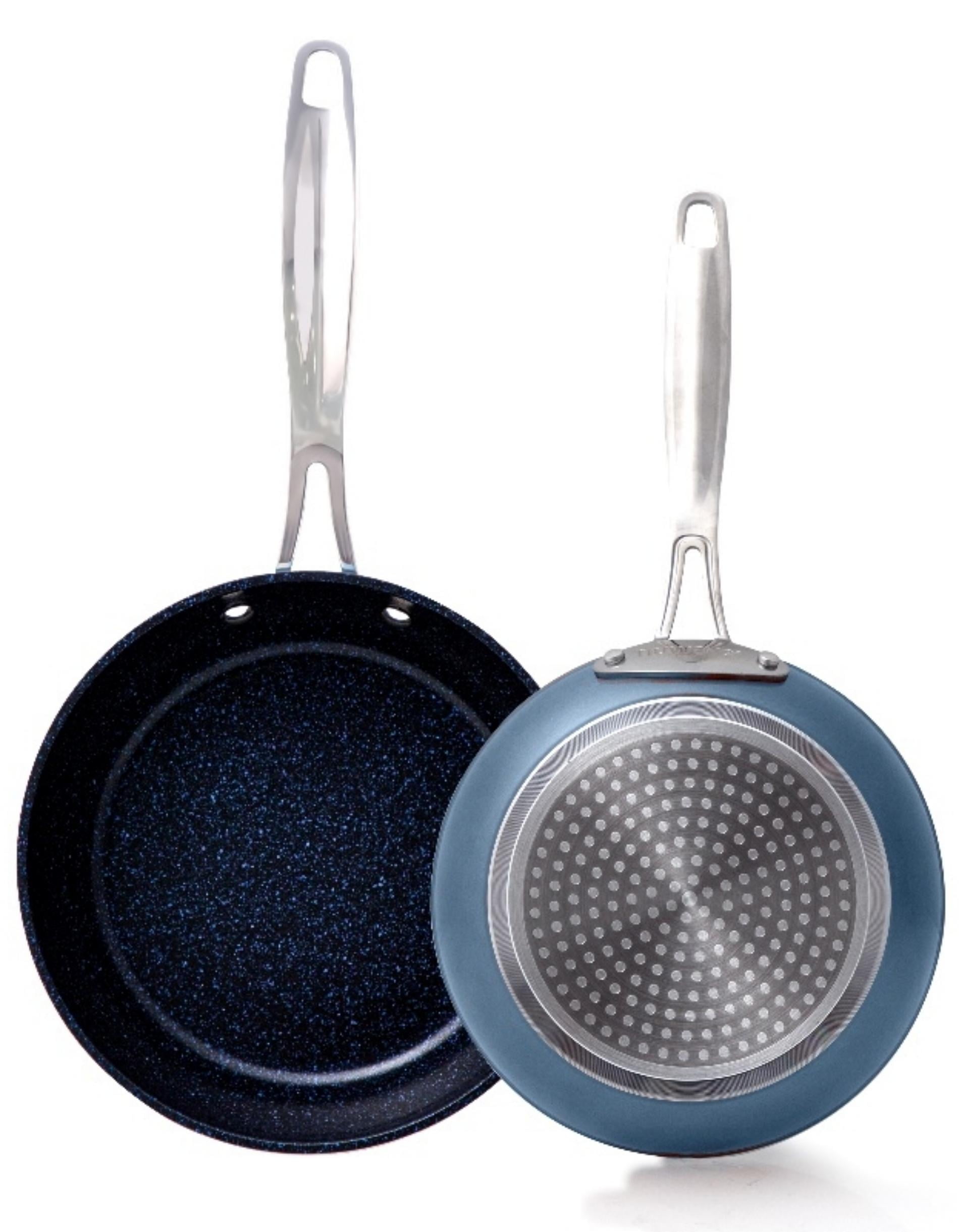 Cozy Blue Ceramic Coated Cast Iron Non-Stick Fry Pan Set