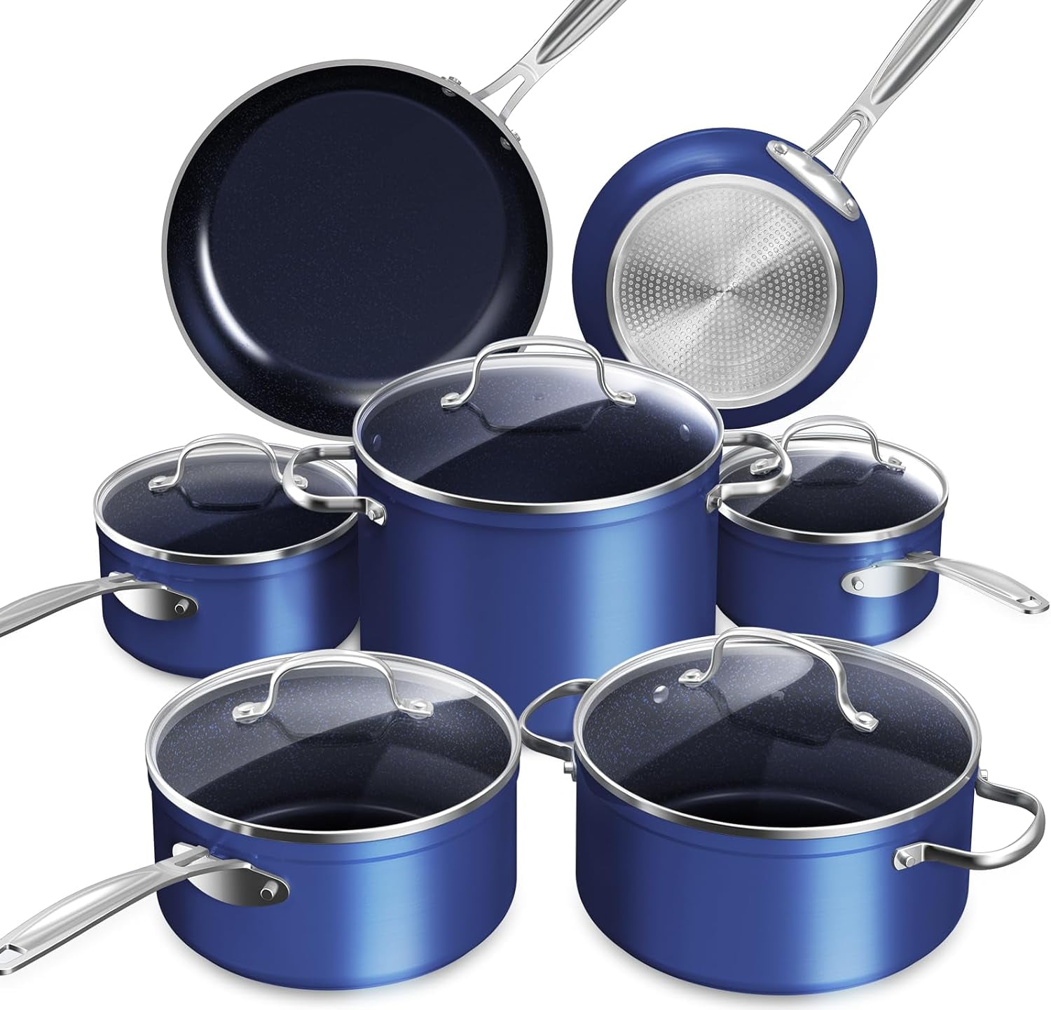 Nuwave Healthy Duralon Blue Ceramic Nonstick Coated Cookware Set ...