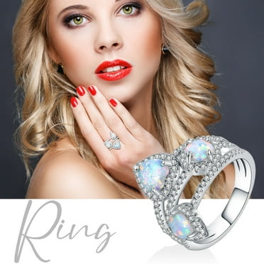 Nuyoaher Rings That Don'T Tarnish White Stone Ring, Handmade Luxury Cut, Wedding Engagement Jewelry Gift Rings For Women