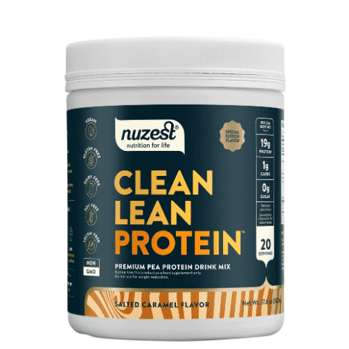 Nuzest - Pea Protein Powder - Clean Lean Protein, Premium Vegan Plant Based, Dairy Free, Gluten Free, GMO Free, Salted Caramel, 20 Servings, 1.1 lb
