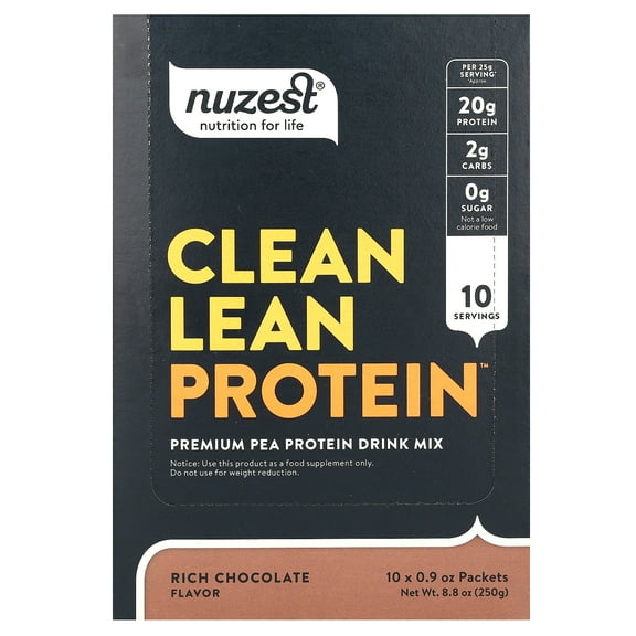 Nuzest Clean Lean Protein, Rich Chocolate, 10 Packets, 0.9 oz (25 g) Each