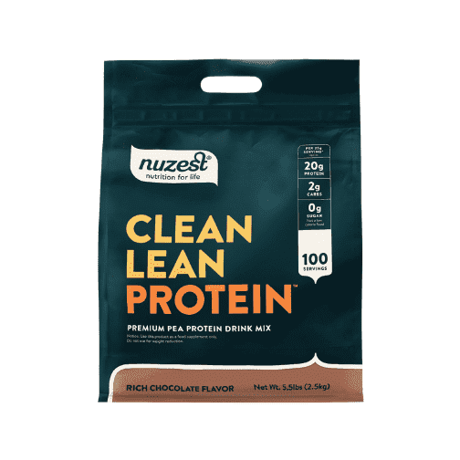 Nuzest - Pea Protein Powder - Clean Lean Protein, Premium Vegan Plant Based Protein Powder, Dairy Free, Gluten Free, GMO Free, Protein Shake, Rich Chocolate, 100 Servings, 5.5 lb