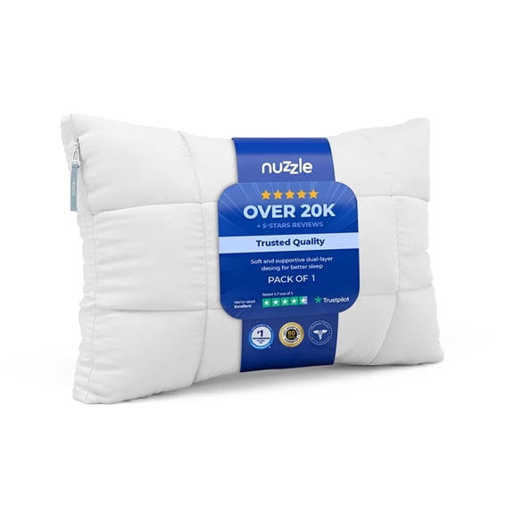 Nuzzle Adjustable Bed Pillow for Side, Back & Stomach Sleepers, 3-in-1 Customizable Firm Loft Design, Luxury Hotel Collection Sleeping Pillow, Standard Size