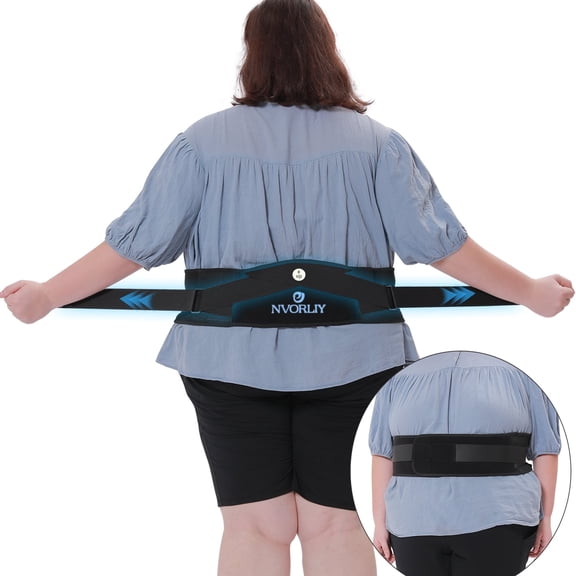 Nvorliy Plus Size Back Brace for Lower Back Pain - Extra Large Hip Support for Sciatica, Herniated Disc, Abdominal Binder - Adjustable Compressions Wrap With Support Pad - For Women & Men (3XL)