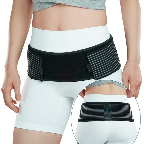 Nvorliy Sacroiliac SI Joint Hip Belt - Sacroiliac Hip Belt and Pelvic Support Belt for Women and Men - Sciatica Pelvis Lumbar Hip and Sacral Nerve Pain Relief Caused (S/M)