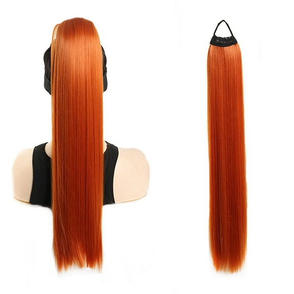 Nvzi 1 Pcs Tangerine Red Ponytail Extension, 70CM/27.56in Length, High-Temperature Fiber Pony Tail Wig, Natural-Looking & Easy to Wear & Style