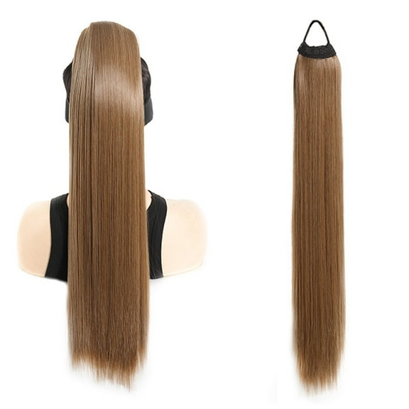 Nvzi 1 Pcs brown Ponytail Extension, 70CM/27.56in Length, High-Temperature Fiber Pony Tail Wig, Natural-Looking & Easy to Wear & Style