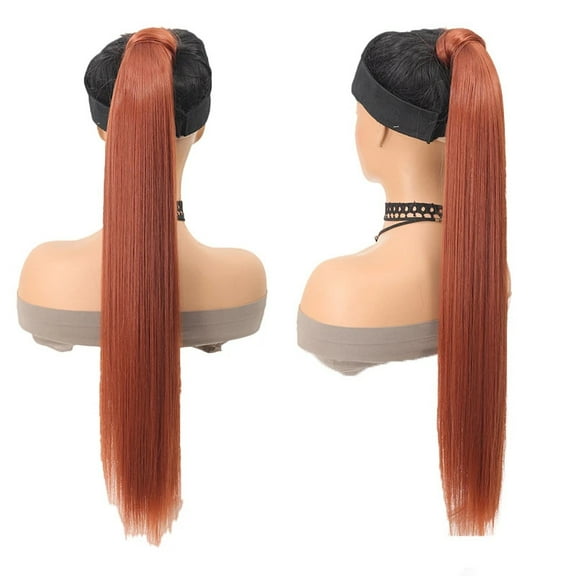Nvzi 1 Pcs reddish brown Ponytail Extension, 70CM/27.56in Length, High-Temperature Fiber Pony Tail Wig, Natural-Looking & Easy to Wear & Style