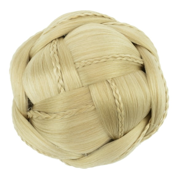 Nvzi - 1 Piece Bun Hair Pcs, golden, 12.5CM/4.92in Width, High-Temp Fiber Fake Hair Buns, Easy-to-Style Hair Pieces for Updos