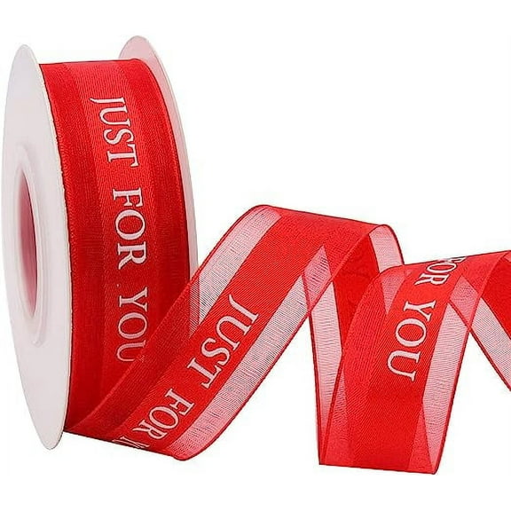 Nvzi 1 inch Chiffon Ribbon, Holiday Party, Wedding Decorations, 50 Yards Gift Wired Ribbon,Red