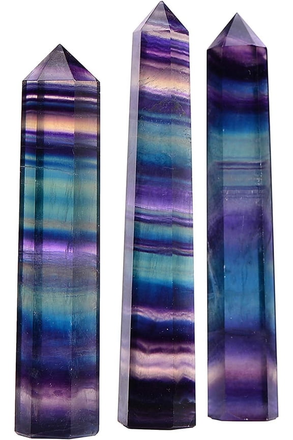 1 pcs Rainbow Fluorite Crystal Tower Point/Beautiful Healing Stone, and Keep Negative Energies Away