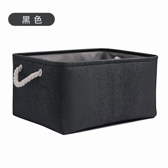 Nvzi 1 piece Black foldable fabric storage box 14.1710.246.3 inches, with double seam rope handle, used for seasonal clothing rotation and office supplies sorting storage box