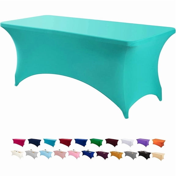 Nvzi 1 piece Blue Green elastic tablecloth -72×30×30in elastic tablecloth, wedding banquet tablecloth, reusable elastic party tablecloth
