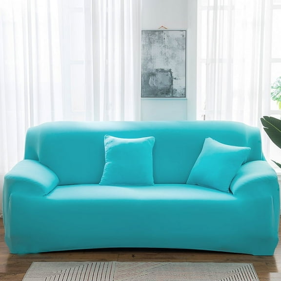 Nvzi 1 piece Light Blue universal sofa cover, 74.8-90.55-inch universal elastic three seat sofa cover, durable and stretchable furniture cover, fashionable solid color sofa elastic cover