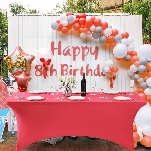 Nvzi 1 piece Light Red elastic tablecloth -48 × 30 × 30IN elastic tablecloth, wedding banquet tablecloth, reusable elastic party tablecloth