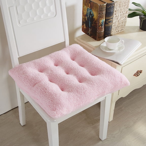 Nvzi 1 piece Pink seat cushion (15.75 x 15.75in), square plush seat cushion, comfortable hard seat cushion, very suitable for home dining chairs and office chairs