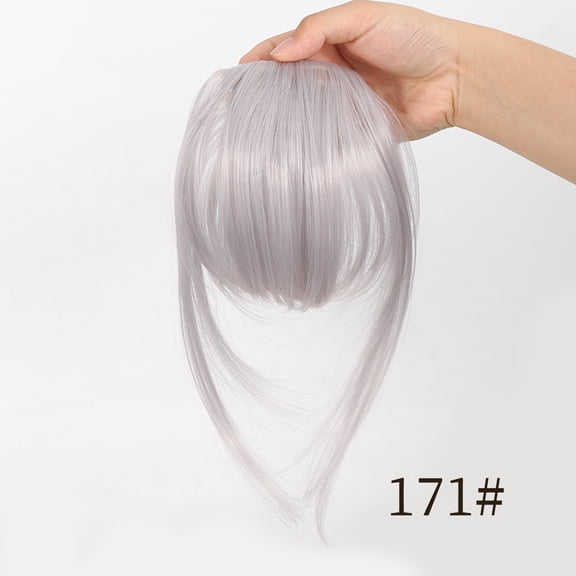 Nvzi 1-piece set of Grey white natural looking fake bangs -12.6-inch bangs hair clip with sideburns, pre styled bangs wig, detachable wig, suitable for daily wear