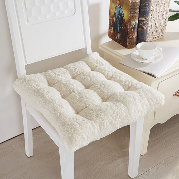 Nvzi 1 piece white seat cushion (13.78 x 9.45 inches), square plush seat cushion, comfortable hard seat cushion, very suitable for home dining chairs and office chairs